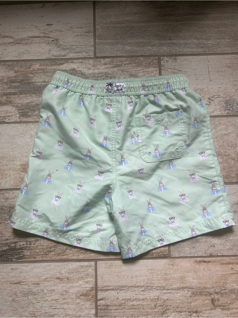 Janie & Jack Boys Bunny Print Swim Shorts (sz 10)
